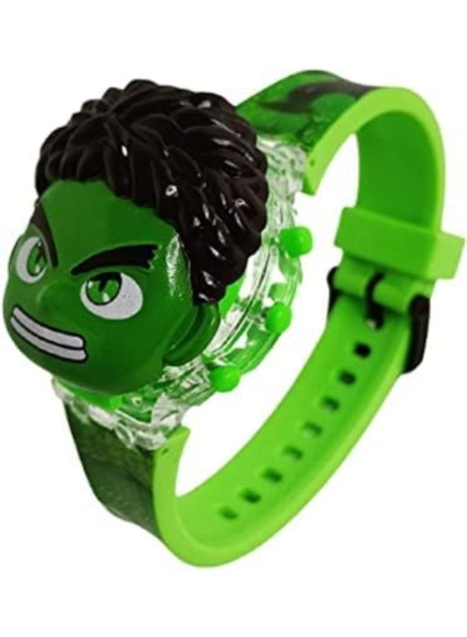 أفينجيرز ساعة يد هالك (Hulk) من أفنجرز (Avengers) للأطفال - ساعة رقمية، شخصية أكشن، وإكسسوارات لعب - أخضر _ ساعة أطفال أبطال خارقين _ ساعة أطفال أخضر _ ساعة مع مجسم _ لعبة هالك - Image 4